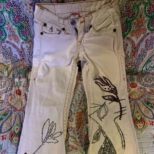 True Religion Women’s White Embellished Jeans Size 24